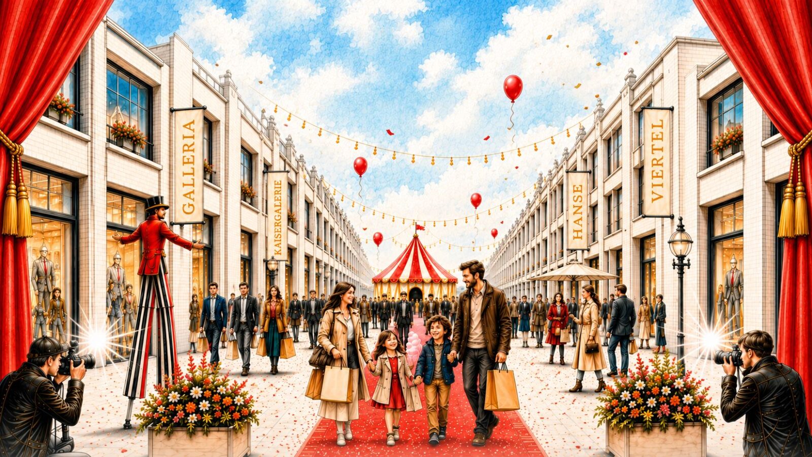 Passagenviertel 15.8.2026 Manege frei (c) Grafik Kommunikationshafen Manege frei im Passagenviertel: Hamburgs City wird
zur Zirkusbühne unter freiem Himmel